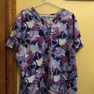 Heart print Scub top